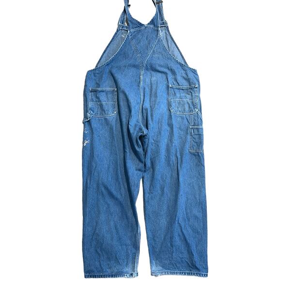Carhartt Overalls Mens 48x29 Blue Jean Denim Work Farmer Utility Bib DISTRESSED - Picture 2 of 4